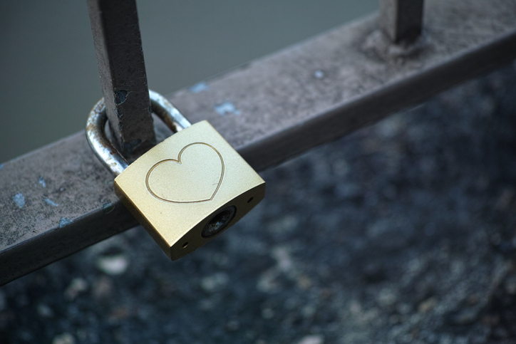 A Heart Padlock on the riverside railings